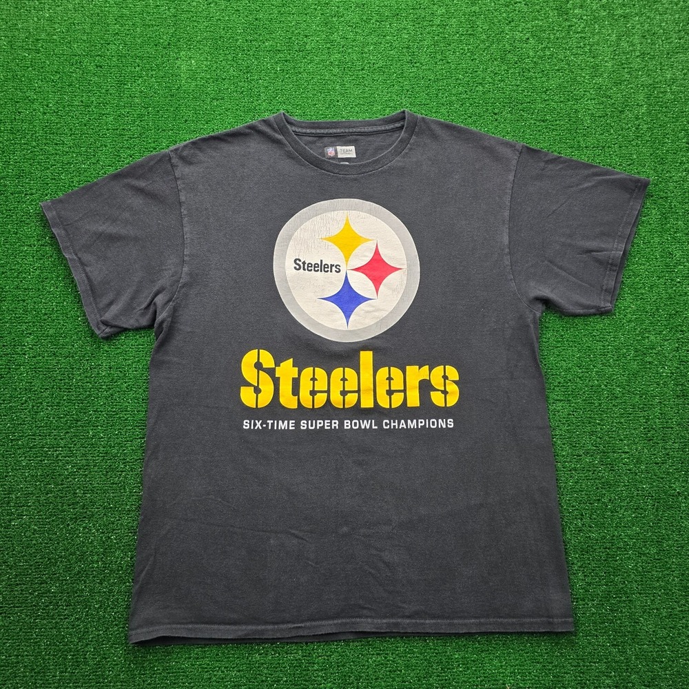 Pittsburgh Steelers NFL Team Six-Time Super Bowl Champions Tshirt Mens Large